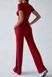 Short-Sleeve Crop Top and Pants Set
