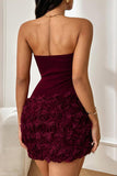 Strapless Floral Skirt Evening Dress