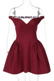 Off-Shoulder Evening Mini Dress