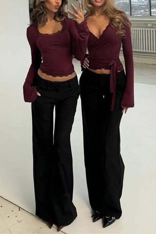 Elegant Sheer Lace Long Sleeve Top