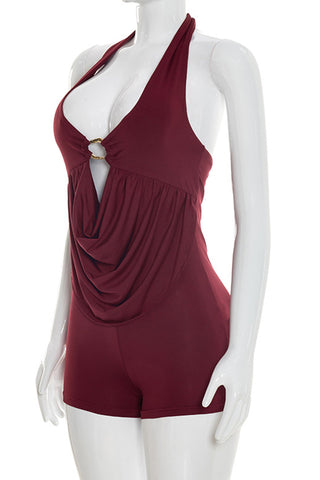 Draped Halter Romper