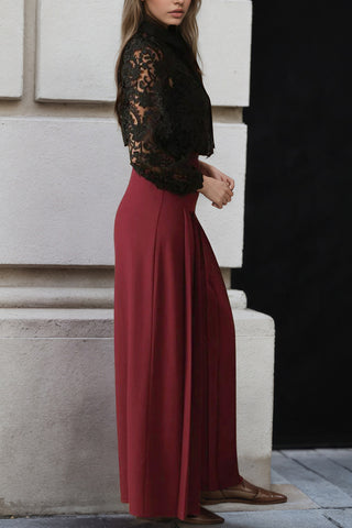 Wide-Leg Pleated Casual Pants
