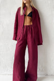 Classic Button-Front Shirt and Pant Set