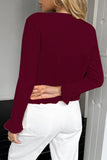 Ruffle-Trim Button-Up Cardigan