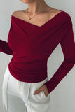 Cross-Front Long Sleeve Blouse