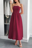 Strapless Midi Casual Dress