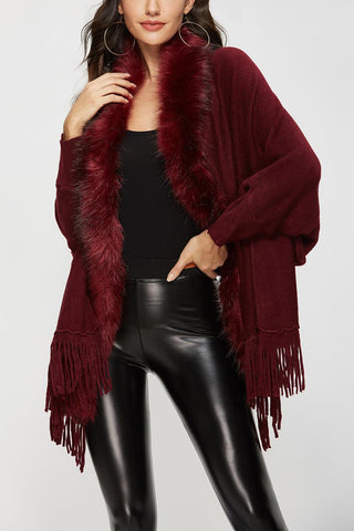 Fringed Shawl Collar Cardigan