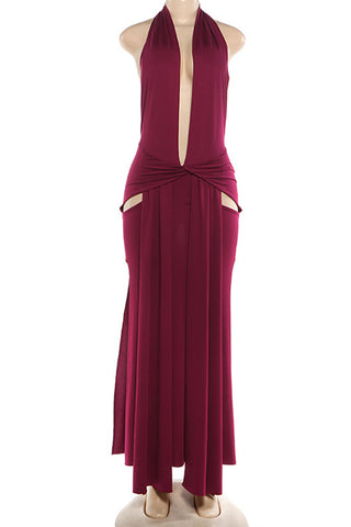 Plunge Halter Evening Gown