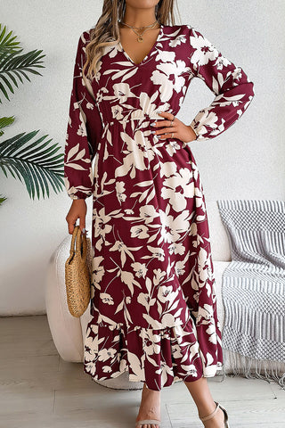 Floral Long-Sleeve Casual Dress