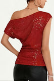 One-Shoulder Sequin Tank Top