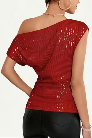 One-Shoulder Sequin Tank Top