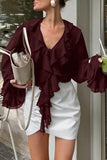 Ruffled V-Neck Blouse