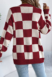 Oversized Checkered Cardigan