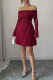 Off-Shoulder Lace Sleeve Night Out Dress