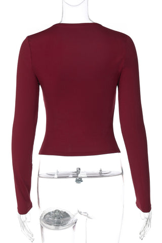 Elegant Long-Sleeve Lace Trim Top