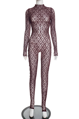 Elegant Lace Long-Sleeve Jumpsuit