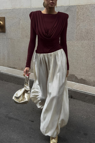 Draped Front Long Sleeve Top