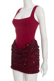 Sparkly Square-Neck Mini Dress