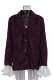 Pinstripe Flared Cuff Blazer