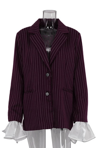 Pinstripe Flared Cuff Blazer