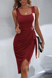 Asymmetric Draped Casual Dress