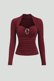 Elegant Ruched Long-Sleeve Top
