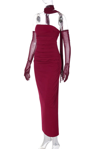 Strapless Evening Dress with Halter Neck