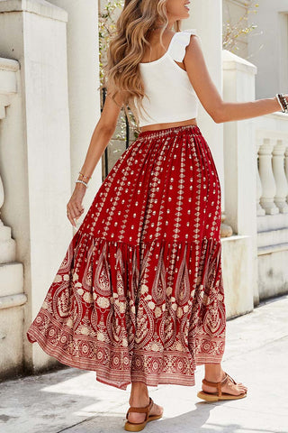 Elegant Paisley Maxi Skirt