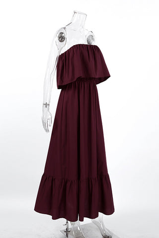 Strapless Ruffle Casual Dress