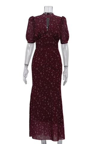 Elegant Puff Sleeve Maxi Dress