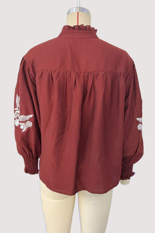 Patterned Button-Down Blouse