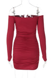 Off-Shoulder Ruched Mini Evening Dress