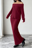 Off-Shoulder Knit Skirt Set