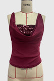 Draped Sequin Detail Tank Top