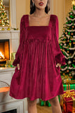 Square Neck A-Line Cocktail Dress