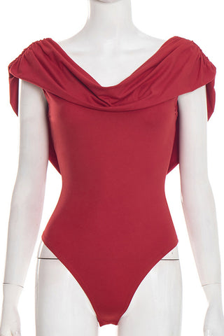 Draped Collar Bodysuit