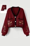 Fox Motif Cropped Cardigan
