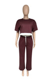 Casual Two-Piece Set with Cropped Top