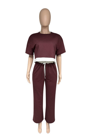 Casual Two-Piece Set with Cropped Top