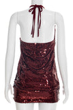 Plunging Sequin Night Out Dress