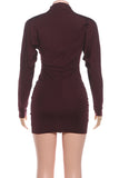 Ruched Long-Sleeve Evening Dress