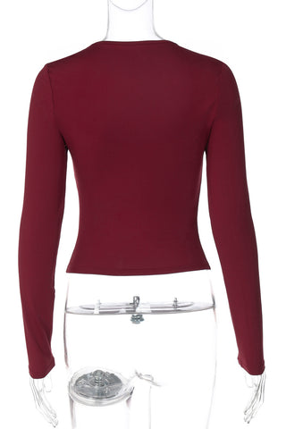 Elegant Lace Trim Long Sleeve Top