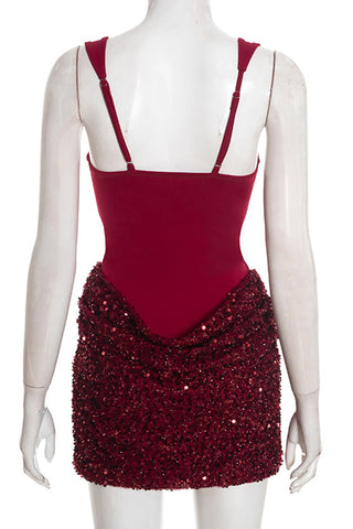 Sparkly Square-Neck Mini Dress