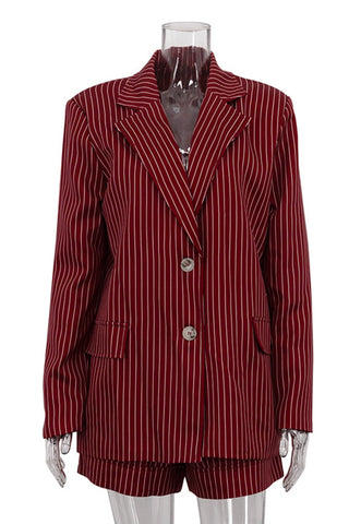 Striped Button-Front Short Set