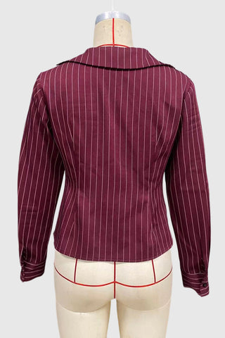 Button-Front Pinstripe Blouse