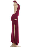 Plunge Halter Evening Gown