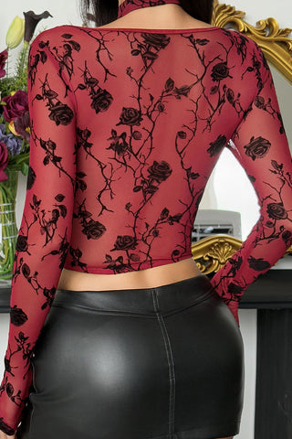 Floral Lace Long-Sleeve Tank Top