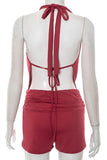 Draped Halter Short Set