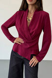 Wrap-Front Blouse with Long Sleeves