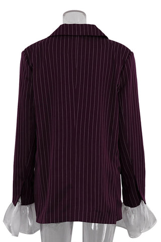 Pinstripe Flared Cuff Blazer